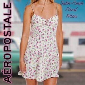 AEROPOSTALE Floral V-Neck Ruched-Front Slip Dress/XL Jr. NWT